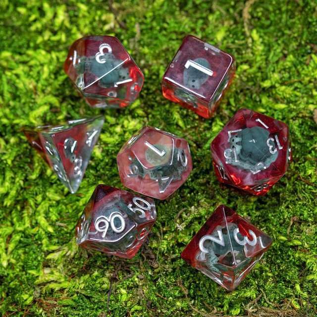 Sage’s Ancient Snail Familiar Resin Polyhedral Dice Set - Sage's PortalResin Dice Set