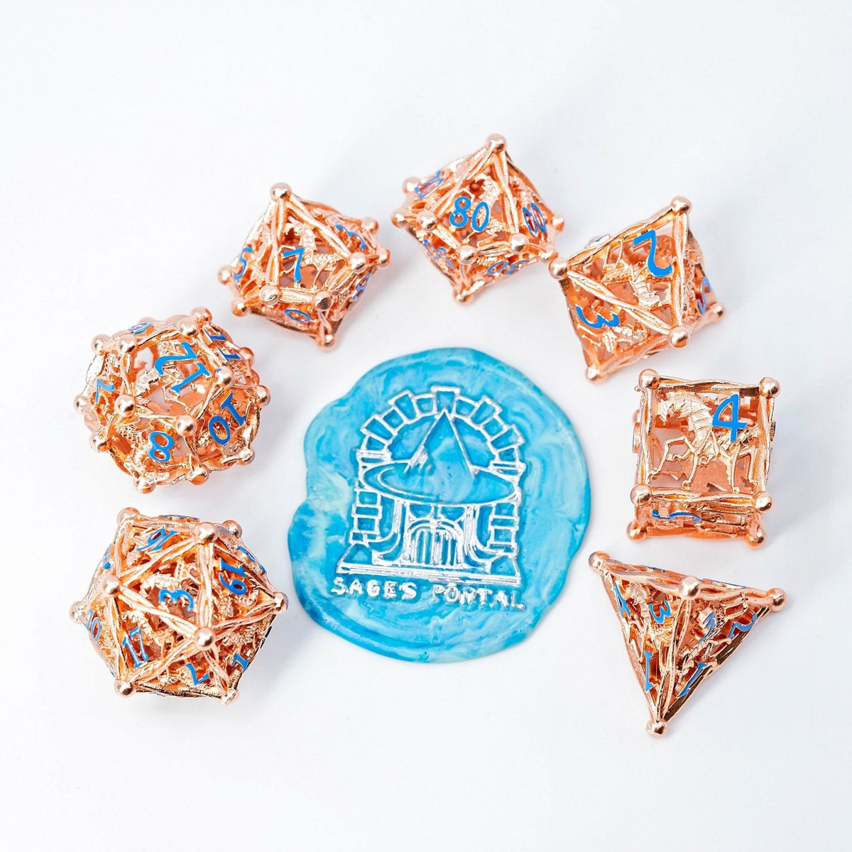 Sage's Ankheg Magical Creature Copper Hollow Metal Dice Set - Sage's PortalHollow Metal Dice Set