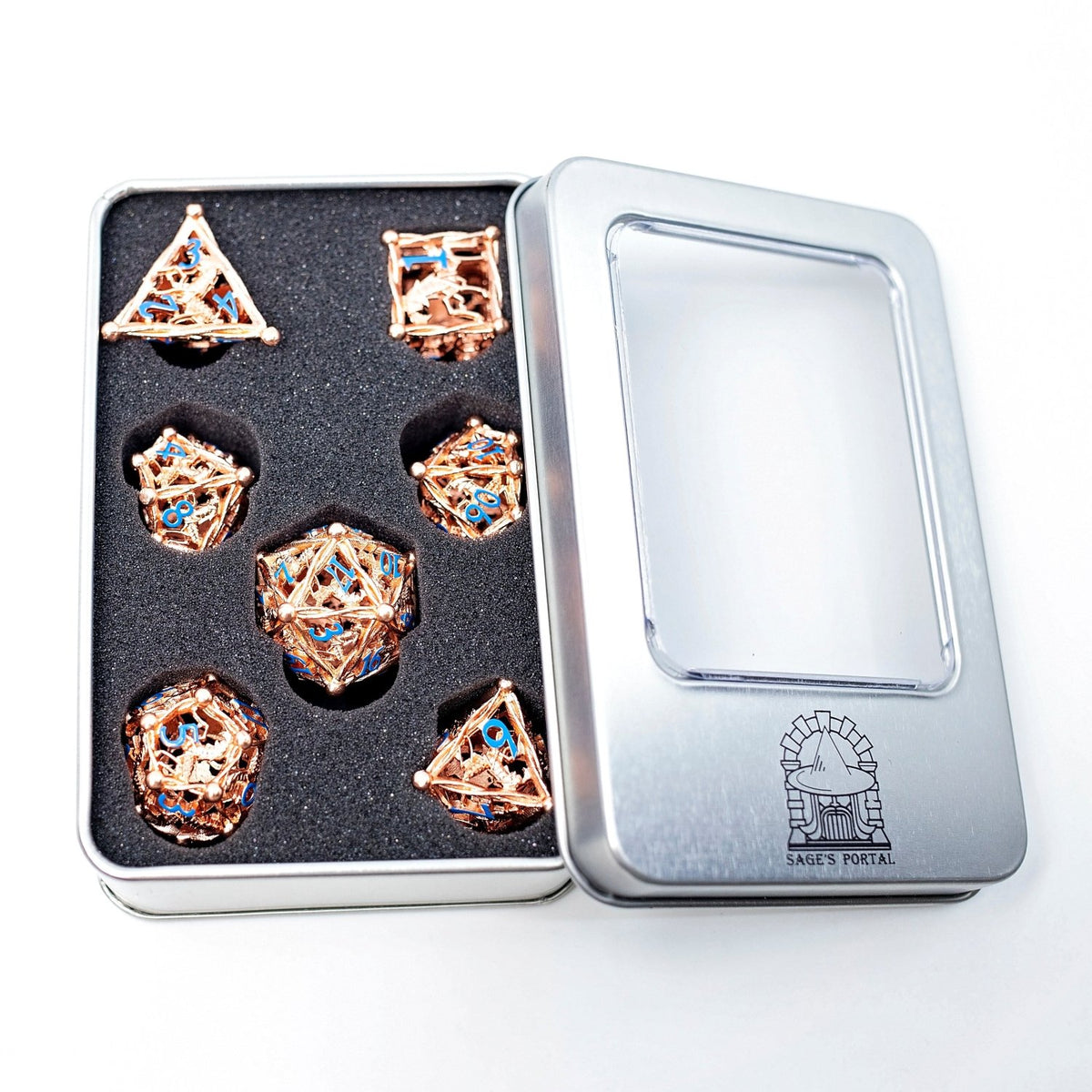 Sage's Ankheg Magical Creature Copper Hollow Metal Dice Set - Sage's PortalHollow Metal Dice Set