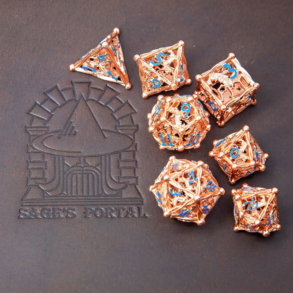 Sage's Ankheg Magical Creature Copper Hollow Metal Dice Set - Sage's PortalHollow Metal Dice Set