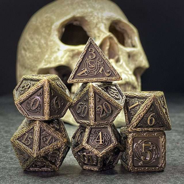 Sage's Anthems - Ancient Bronze Metal Polyhedral Dice Set - Sage's PortalMetal Dice Set
