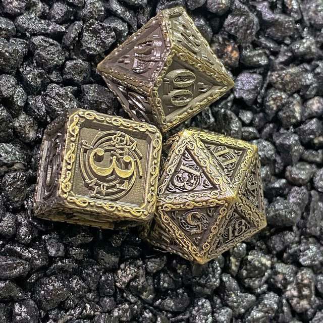 Sage's Anthems - Ancient Bronze Metal Polyhedral Dice Set - Sage's PortalMetal Dice Set