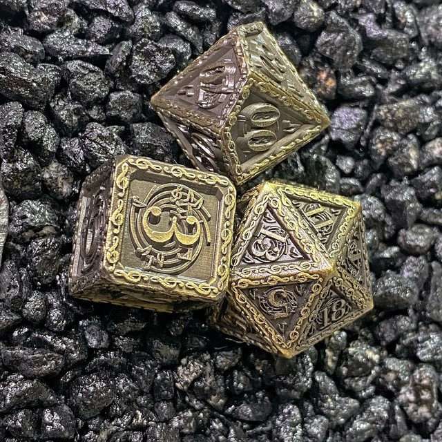 Sage's Anthems - Ancient Bronze Metal Polyhedral Dice Set - Sage's PortalMetal Dice Set
