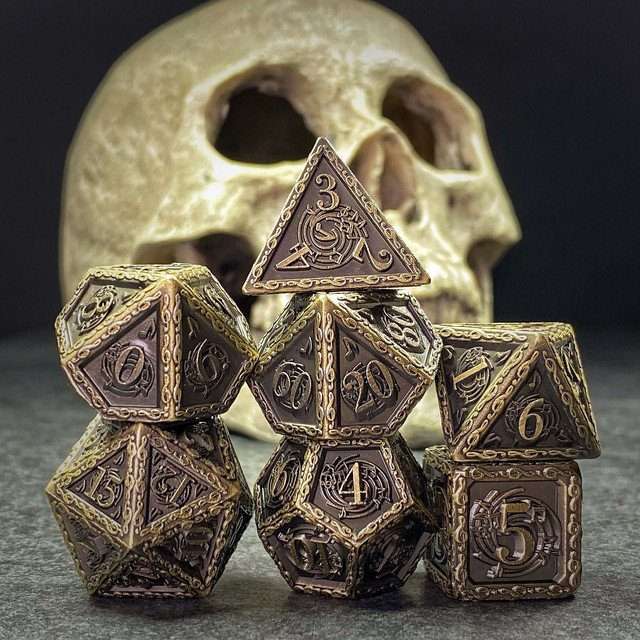 Sage's Anthems - Ancient Bronze Metal Polyhedral Dice Set - Sage's PortalMetal Dice Set