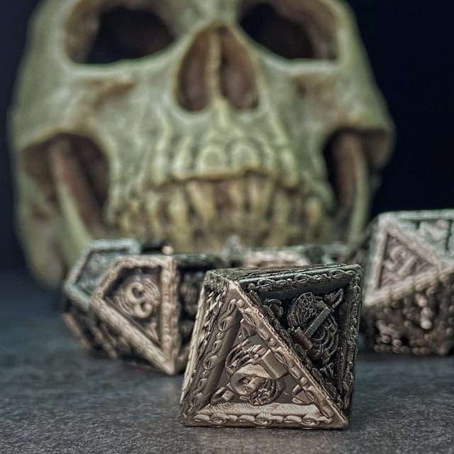 Sage's Anthems - Ancient Silver Metal Polyhedral Dice Set - Sage's PortalMetal Dice Set