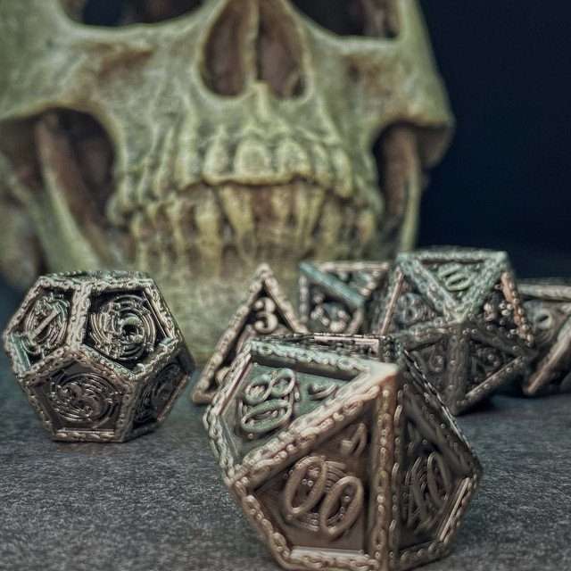 Sage's Anthems - Ancient Silver Metal Polyhedral Dice Set - Sage's PortalMetal Dice Set