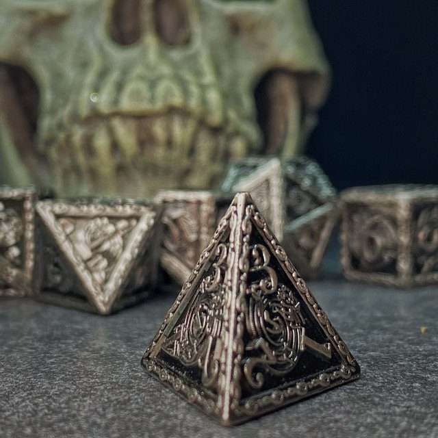 Sage's Anthems - Ancient Silver Metal Polyhedral Dice Set - Sage's PortalMetal Dice Set