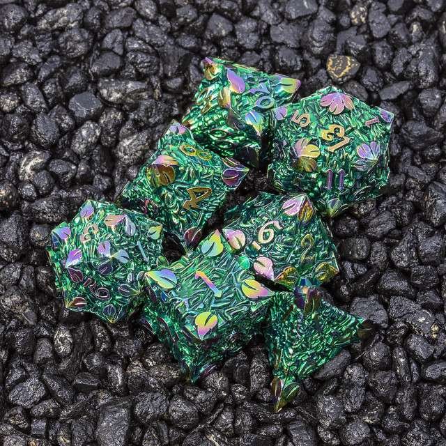 Sage’s Arboreals Sylvan Metal Polyhedral Dice Set - Sage's PortalMetal Dice Set