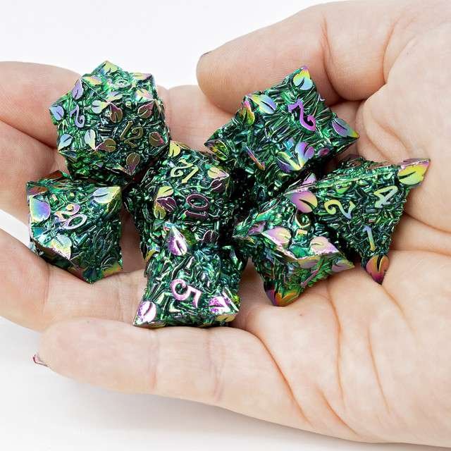 Sage’s Arboreals Sylvan Metal Polyhedral Dice Set - Sage's PortalMetal Dice Set