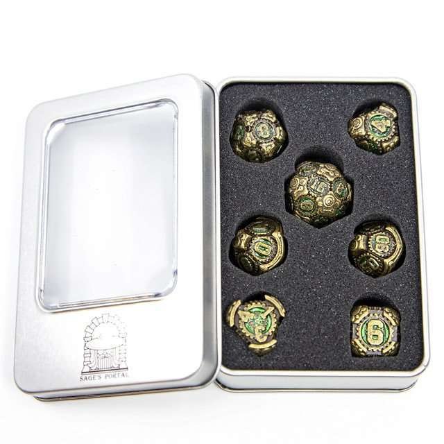 Sage's Artificer's Core Forest Essence Metal Polyhedral Dice Set - Sage's PortalMetal Dice Set