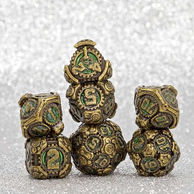 Sage's Artificer's Core Forest Essence Metal Polyhedral Dice Set - Sage's PortalMetal Dice Set