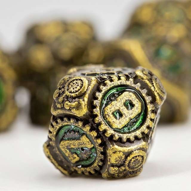 Sage's Artificer's Core Forest Essence Metal Polyhedral Dice Set - Sage's PortalMetal Dice Set