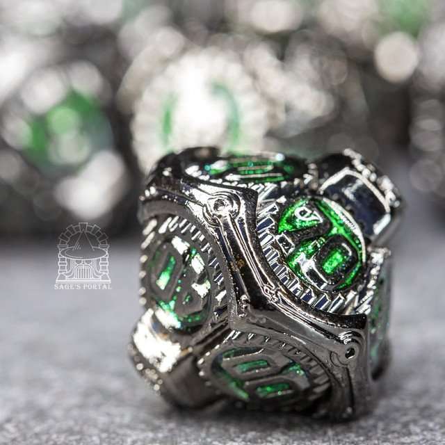 Sage's Artificer's Core Venom Essence Metal Polyhedral Dice Set - Sage's PortalMetal Dice Set