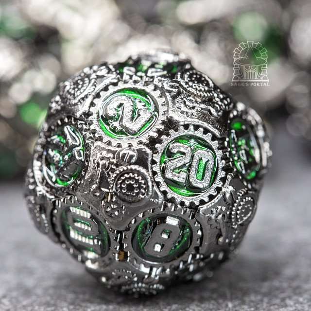 Sage's Artificer's Core Venom Essence Metal Polyhedral Dice Set - Sage's PortalMetal Dice Set