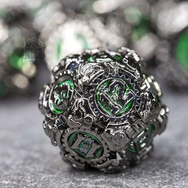 Sage's Artificer's Core Venom Essence Metal Polyhedral Dice Set - Sage's PortalMetal Dice Set