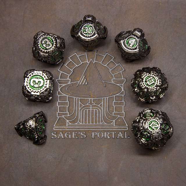Sage's Artificer's Core Venom Essence Metal Polyhedral Dice Set - Sage's PortalMetal Dice Set
