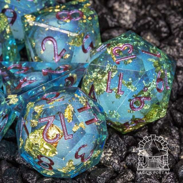 Sage's Atlantis Souls Liquid Core Sharp Edge Resin Dice Set - Sage's PortalLiquid Core Dice Set
