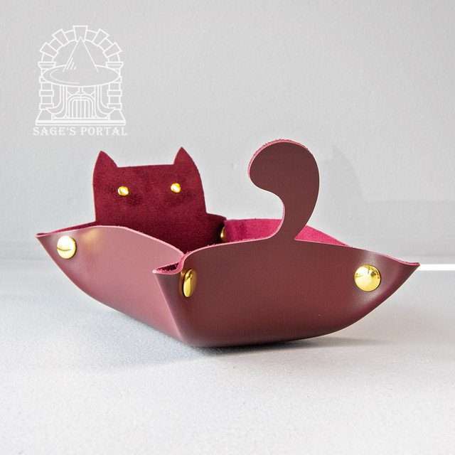 Sage's Burgundy Enchanted Cat Dice Tray - Sage's PortalDice Tray