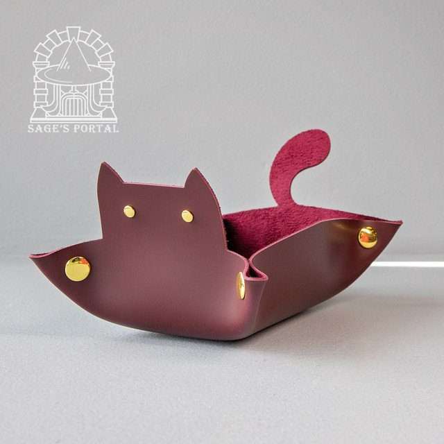 Sage's Burgundy Enchanted Cat Dice Tray - Sage's PortalDice Tray