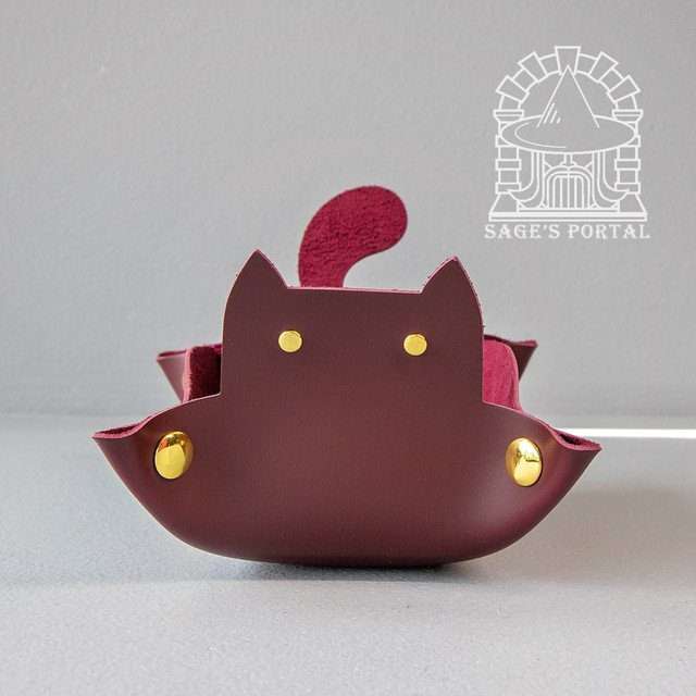 Sage's Burgundy Enchanted Cat Dice Tray - Sage's PortalDice Tray