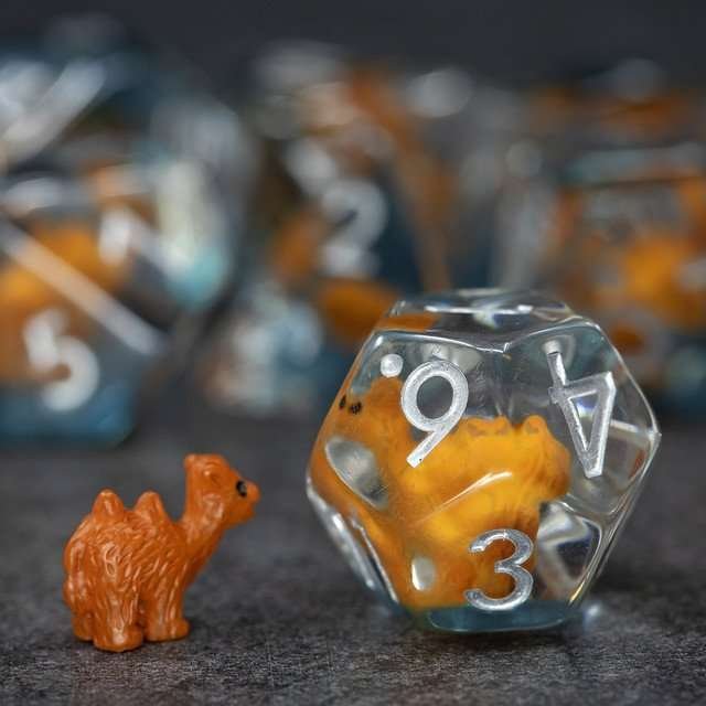 Sage's Camel Familiar Resin Polyhedral Dice Set - Sage's PortalResin Dice Set