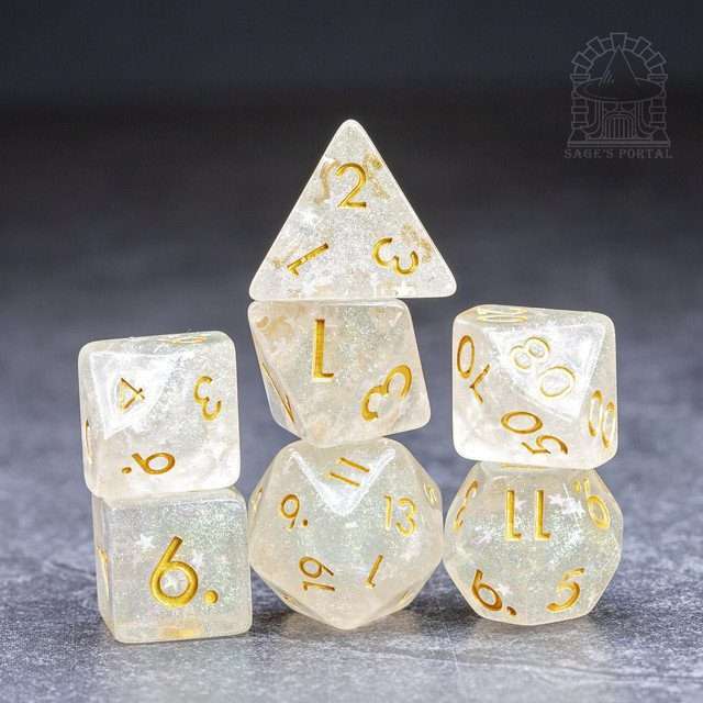 Sage’s Cantrips - Ice Crystals Resin Polyhedral Dice Set - Sage's PortalResin Dice Set