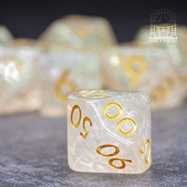 Sage’s Cantrips - Ice Crystals Resin Polyhedral Dice Set - Sage's PortalResin Dice Set