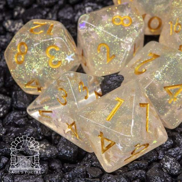 Sage’s Cantrips - Ice Crystals Resin Polyhedral Dice Set - Sage's PortalResin Dice Set