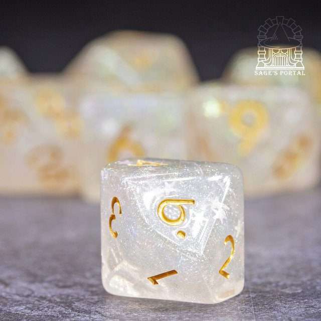 Sage’s Cantrips - Ice Crystals Resin Polyhedral Dice Set - Sage's PortalResin Dice Set