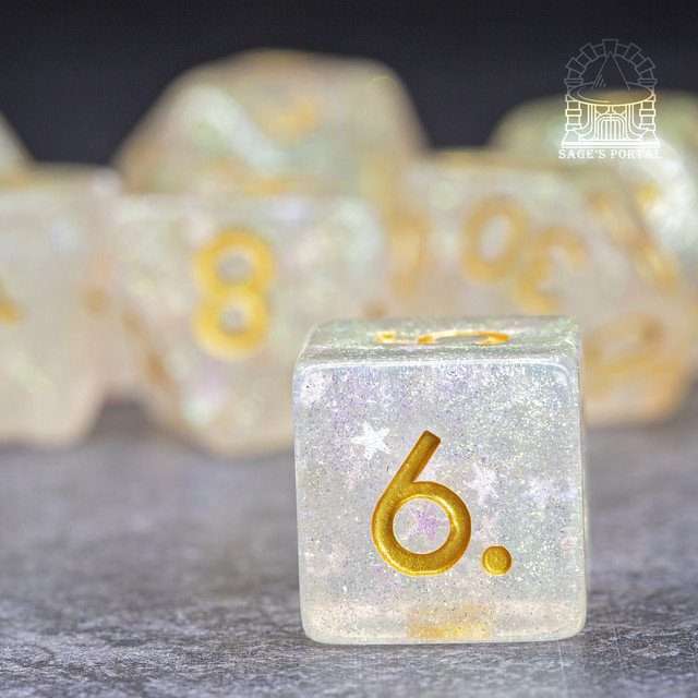 Sage’s Cantrips - Ice Crystals Resin Polyhedral Dice Set - Sage's PortalResin Dice Set