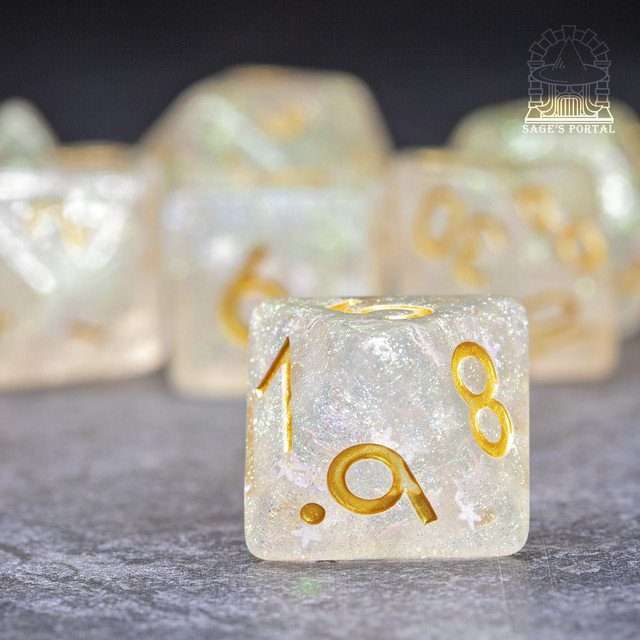 Sage’s Cantrips - Ice Crystals Resin Polyhedral Dice Set - Sage's PortalResin Dice Set