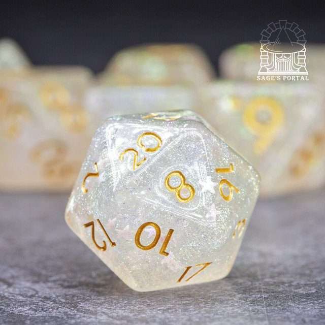 Sage’s Cantrips - Ice Crystals Resin Polyhedral Dice Set - Sage's PortalResin Dice Set