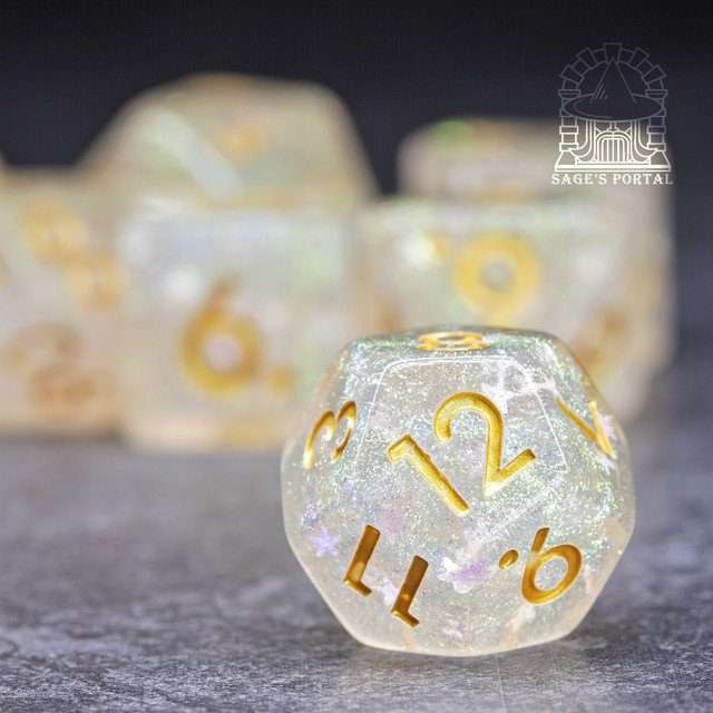 Sage’s Cantrips - Ice Crystals Resin Polyhedral Dice Set - Sage's PortalResin Dice Set