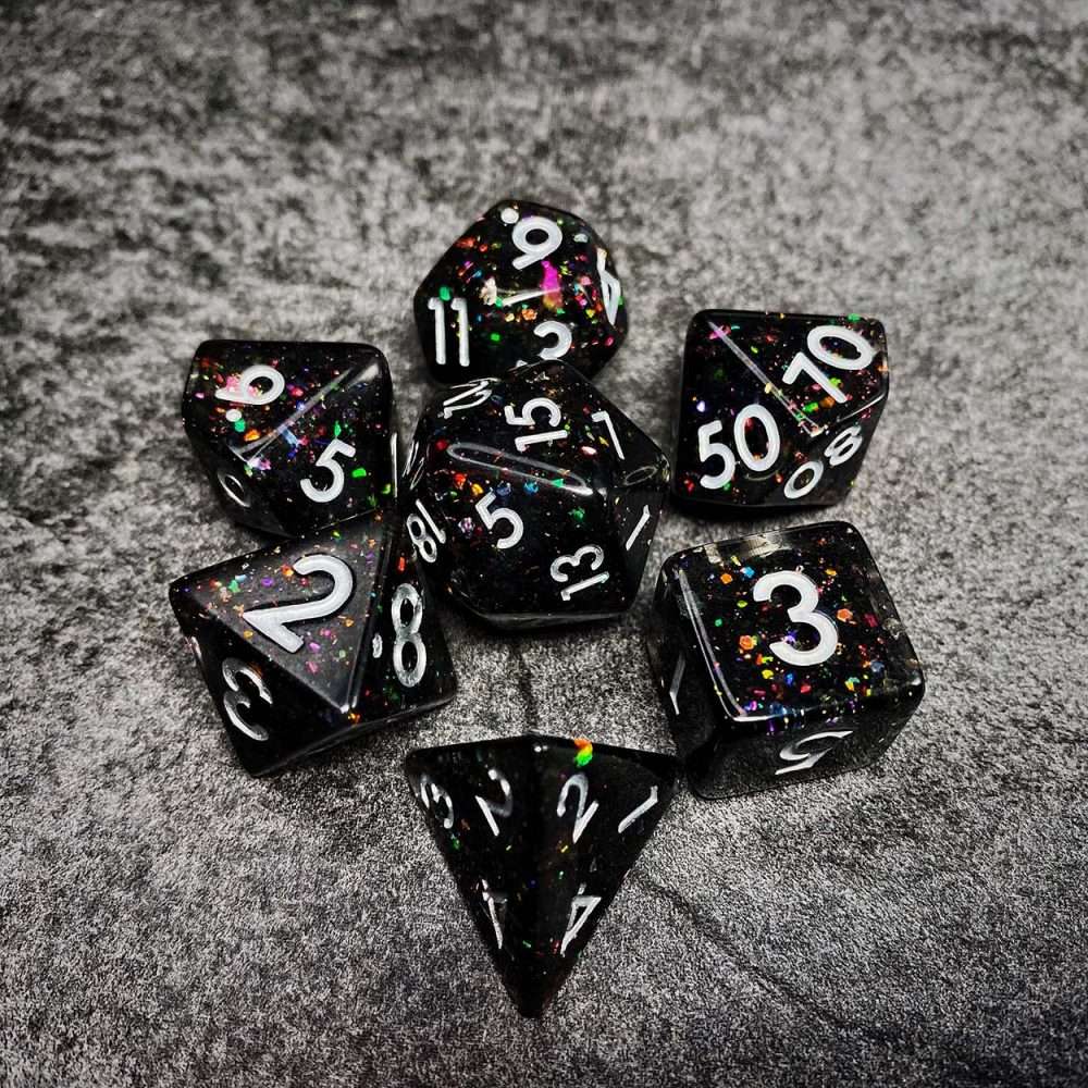 Sage's Cantrips - Mica/Glitter Resin Polyhedral Dice Set - Sage's PortalResin Dice Set