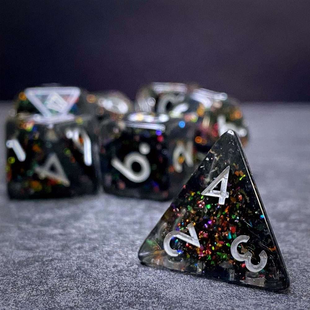 Sage's Cantrips - Mica/Glitter Resin Polyhedral Dice Set - Sage's PortalResin Dice Set