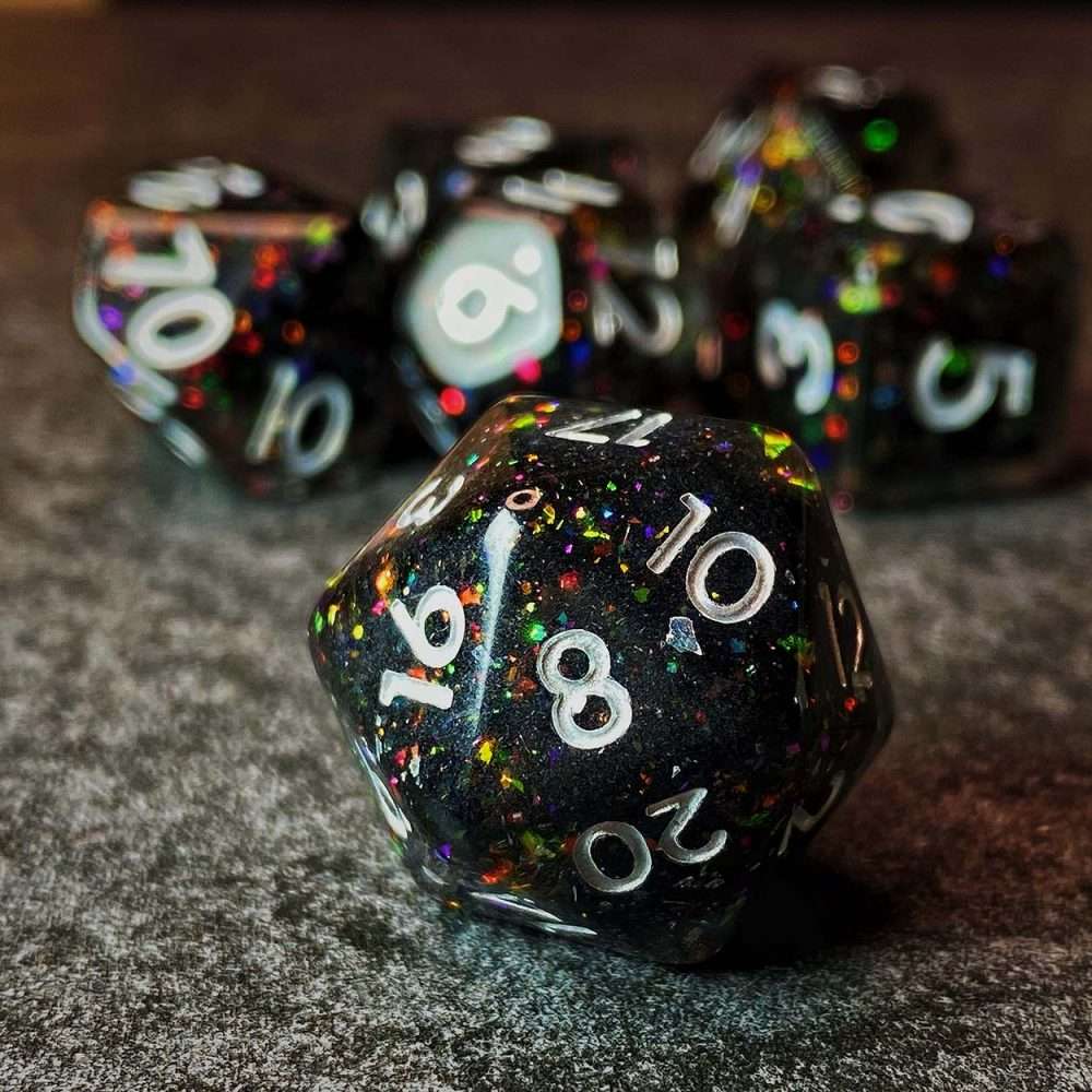 Sage's Cantrips - Mica/Glitter Resin Polyhedral Dice Set - Sage's PortalResin Dice Set