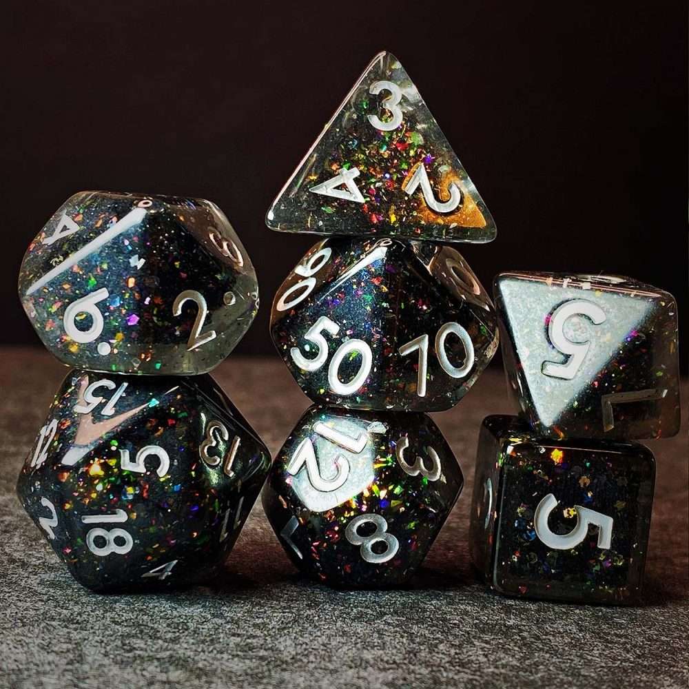 Sage's Cantrips - Mica/Glitter Resin Polyhedral Dice Set - Sage's PortalResin Dice Set