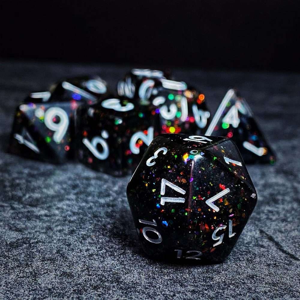 Sage's Cantrips - Mica/Glitter Resin Polyhedral Dice Set - Sage's PortalResin Dice Set