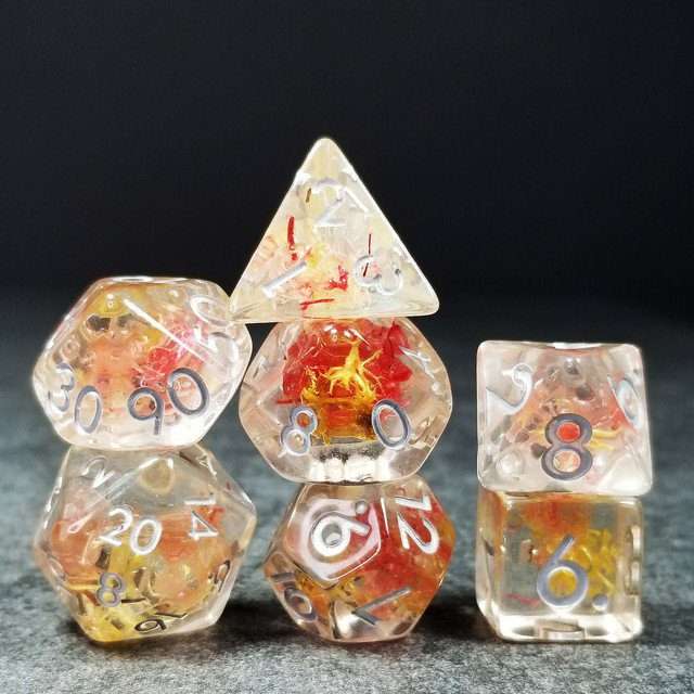 Sage’s Cantrips - Mystic Saffron Resin Polyhedral Dice Set - Sage's PortalResin Dice Set