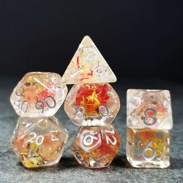 Sage’s Cantrips - Mystic Saffron Resin Polyhedral Dice Set - Sage's PortalResin Dice Set