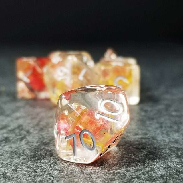 Sage’s Cantrips - Mystic Saffron Resin Polyhedral Dice Set - Sage's PortalResin Dice Set