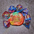 Sage's Cantrips - PInk/Blue Glitter Foil Resin Polyhedral Dice Set - Sage's PortalResin Dice Set