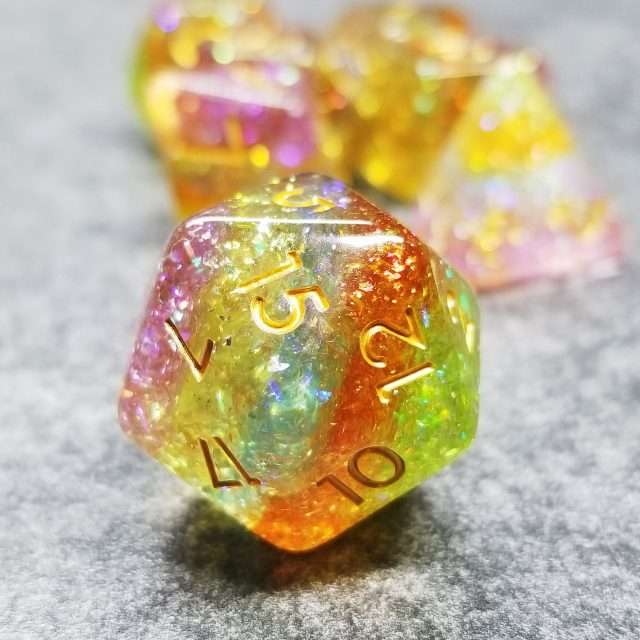 Sage’s Cantrips - Prismatic Spray Resin Polyhedral Dice Set - Sage's PortalResin Dice Set