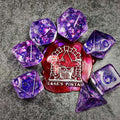 Sage's Cantrips - Purple Stars and Purple Ink Resin Polyhedral Dice Set - Sage's PortalResin Dice Set
