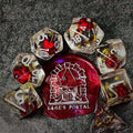 Sage's Cantrips - Transparent Lavender Red Flowers Resin Polyhedral Dice Set - Sage's PortalResin Dice Set