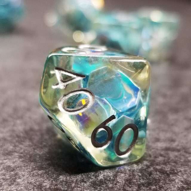 Sage’s Cantrips - Unbound Creation Aquamarine Resin Polyhedral Dice Set - Sage's PortalResin Dice Set