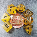 Sage’s Cantrips - Yellow Glitter Gold Flakes Resin Polyhedral Dice Set - Sage's PortalResin Dice Set