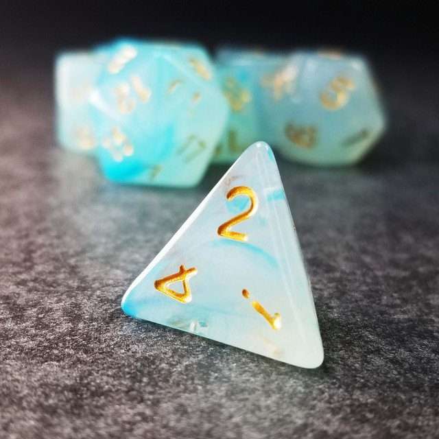 Sage's Capsules - Frosted Blue Swirl Semi-Transparent Acrylic Polyhedral Dice Set - Sage's PortalAcrylic Dice Set