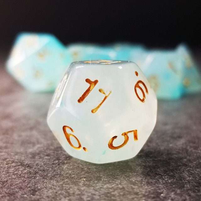 Sage's Capsules - Frosted Blue Swirl Semi-Transparent Acrylic Polyhedral Dice Set - Sage's PortalAcrylic Dice Set