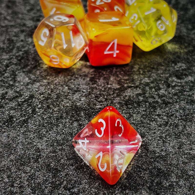 Sage's Capsules - Half Clear Red/Orange Acrylic Polyhedral Dice Set - Sage's PortalAcrylic Dice Set